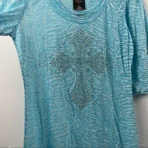 𝅺⭐️sale⭐️nwt Lady Noiz Blue Zebra Print Women’s Top in Size M